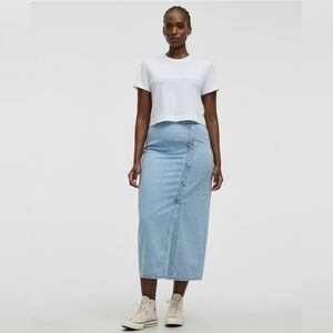 Reitmans Pull-On Maxi Jean Skirt with Wrap Front